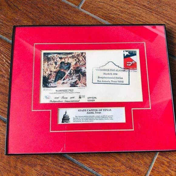 Texas Alamo Framed First Day Cachet Envelope Collector Art - Picture 2 of 2